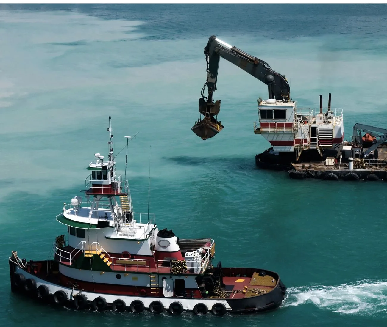 Tugboat propelled by baudouin marine engines. 